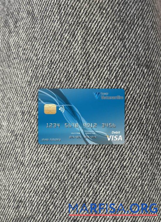 Realistic Brazil Votorantim bank visa card photolook front download for verification